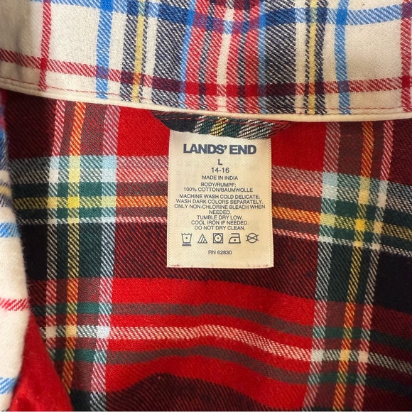 Lands' End Red and Blue Plaid Sleepshirt - Picture 4 of 6